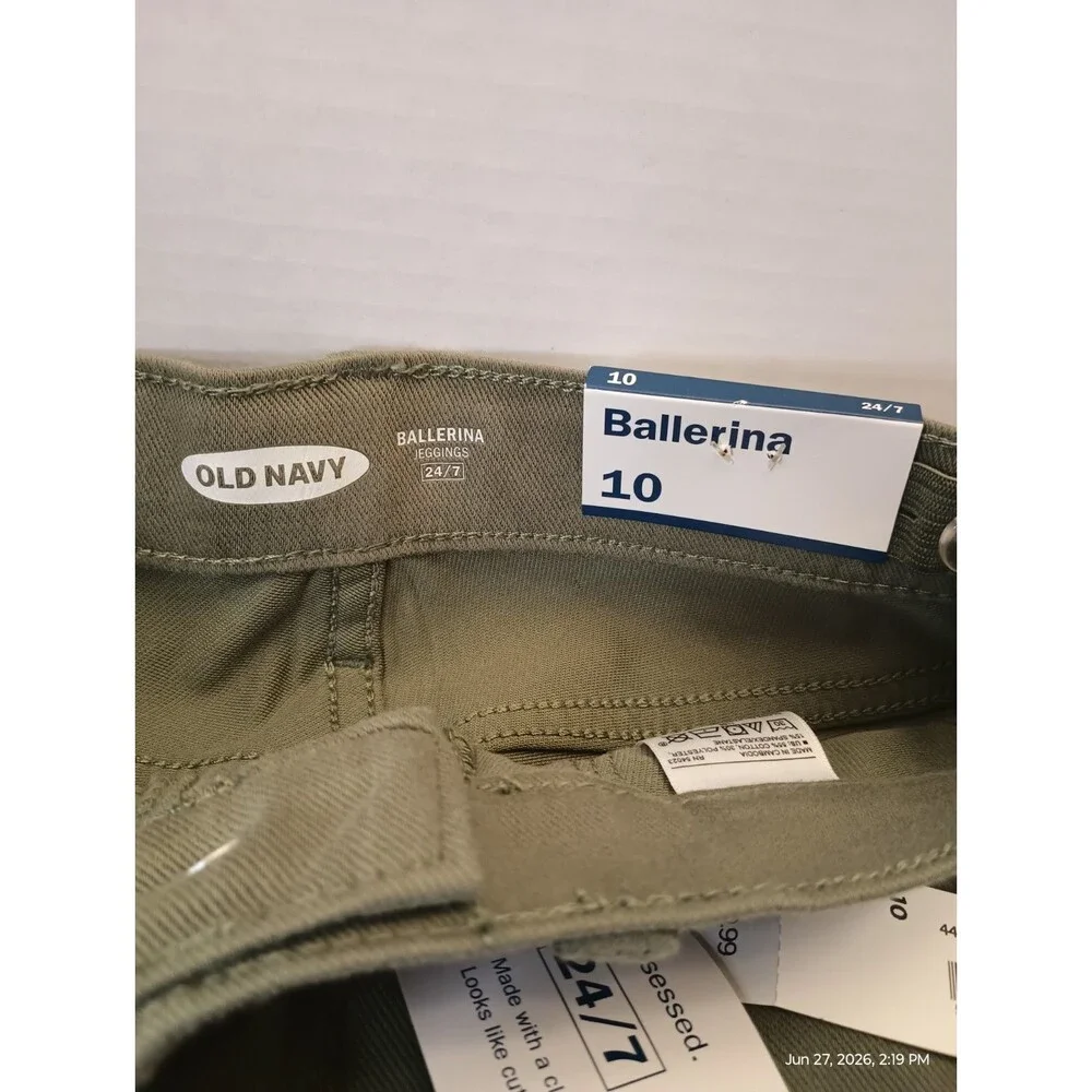 OLD NAVY Ballerina Girls Green JEGGING PANTS Size 10 Adjustable Waist (P0045B6)